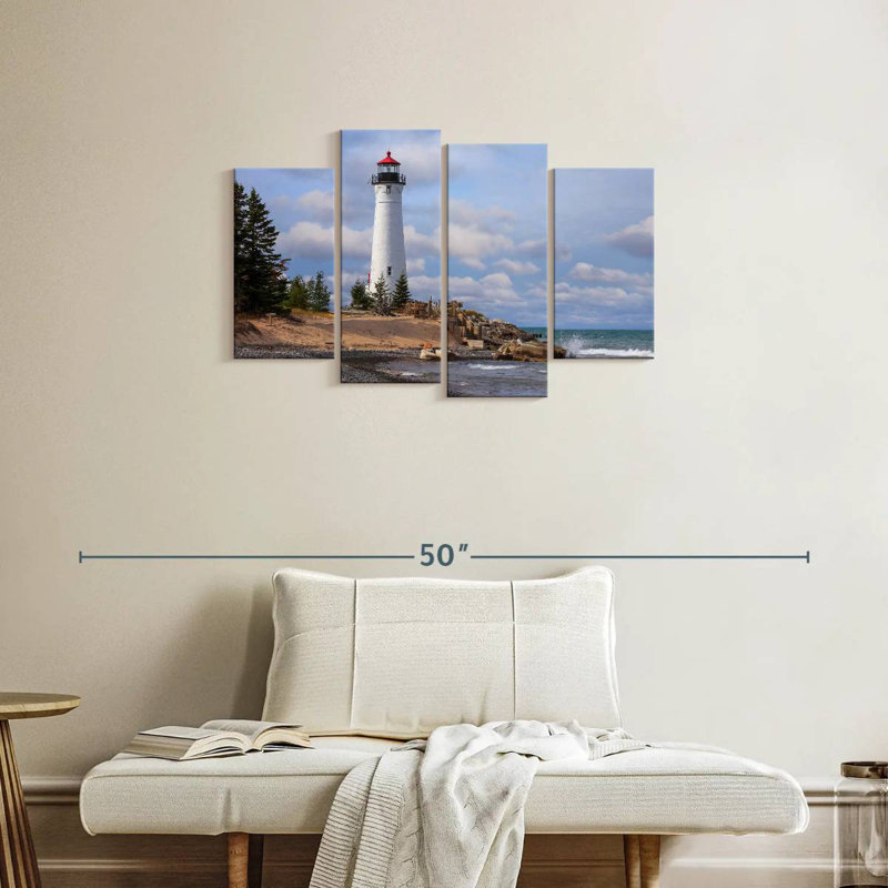 Scenic crisp point lighthouse Aletra, H 22 po x l 36 po