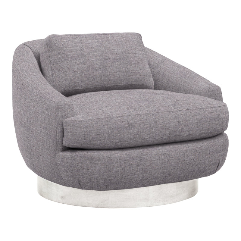 Penrose By Michael Weiss Swivel Barrel Chair, Nomad Slate Crypton® Chenille, Casa Blanca