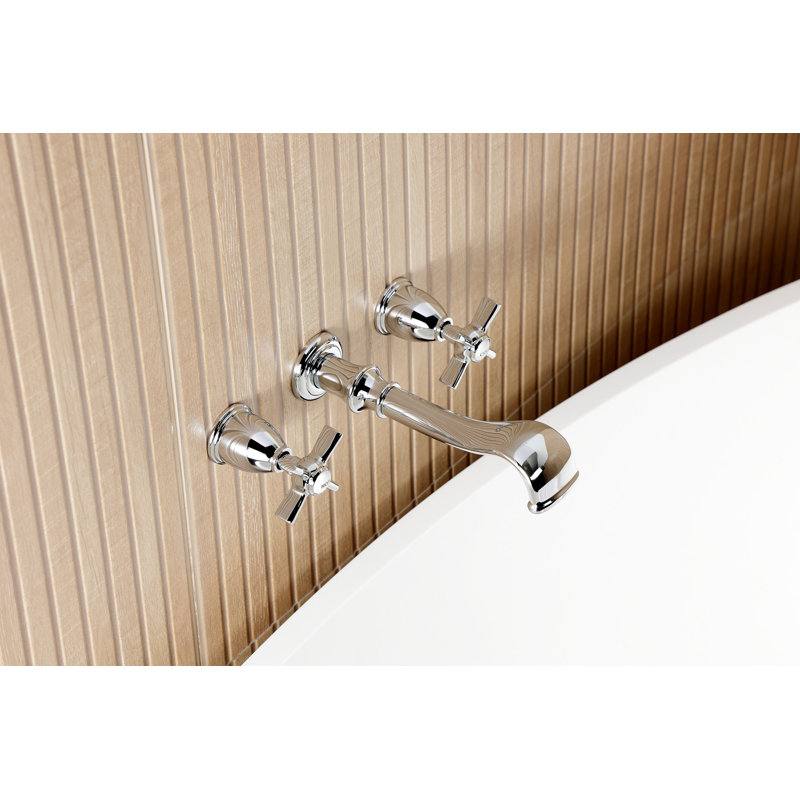 Kingston Brass Millennium Two-Handle 3-Hole Wall Mount Roman Tub Faucet, Polished Chrome