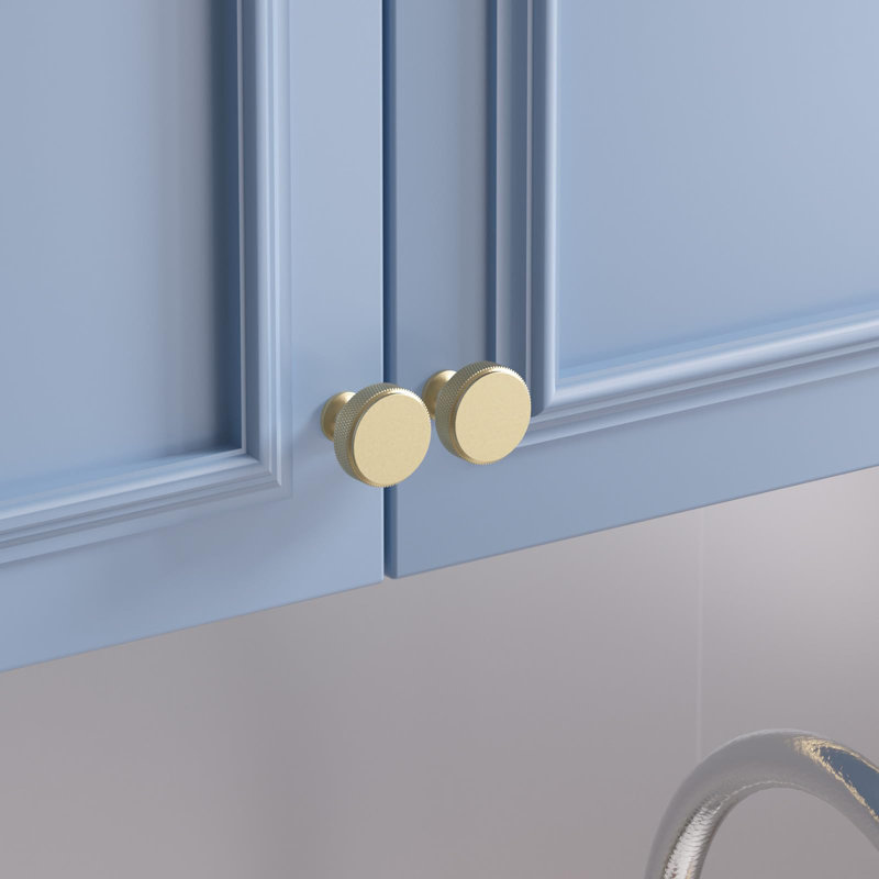 10 Pack Knurled Matte Gold Cabinet Knobs Brushed Brass Drawer Pulls Round Kitchen Hardware Single Hole
