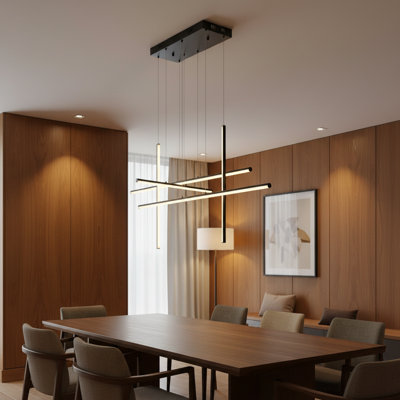 Genson 5 - Light Chandelier Led Pendant Dimmable Black Kitchen Island Lighting