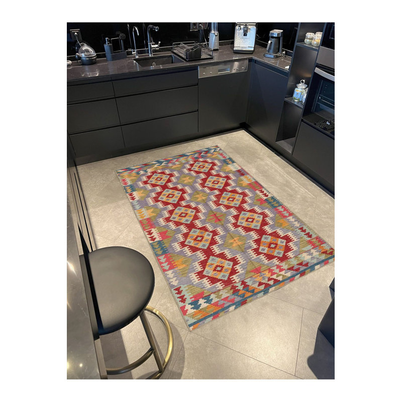 Tapis décoratif multicolore à motif traditionnel lavable à la machine, Carré 3 pi 3 po