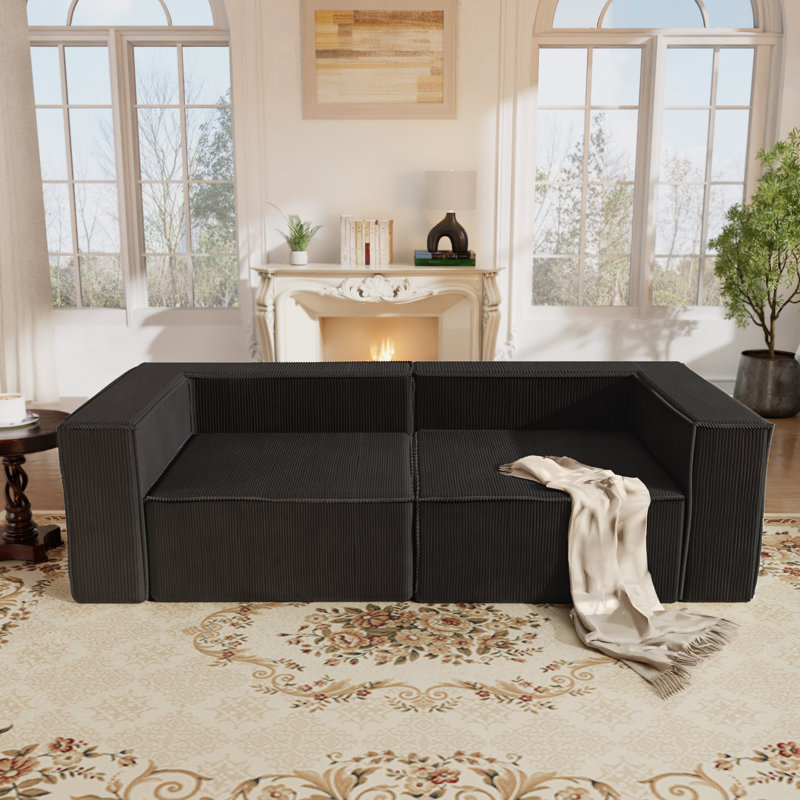  Canapé modulaire 78 po Courdoroy, Noir