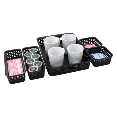  Corbeille en plastique Thinkspace, noir, paquet de 5