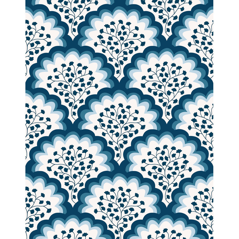 Angelina Wallpaper | Traditional / Roll - 27" x 30', Navy