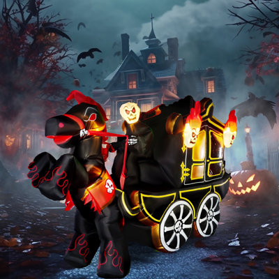10 Ft Halloween Inflatable Carriage with LEDs