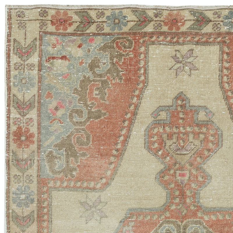Tapis turc vintage unique fait à la main avec motif de médaillon
