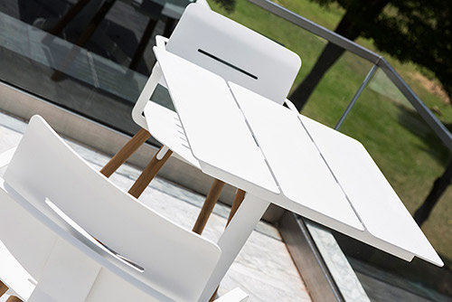 Ceru Outdoor Square Dining Table, White HPL, 31.5" x 28.63" x 31.5", White
