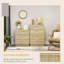 HOMCOM 4 Drawer Dresser, Boho Chest of Drawers Storage Cabinet, Natural
