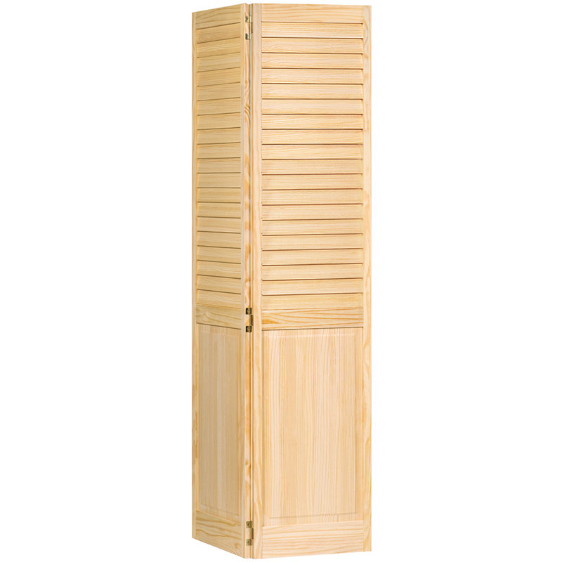 Porte pliante en demi-panneau à persiennes en bois non fini Plantation, 23,69 po x 78,75 po
