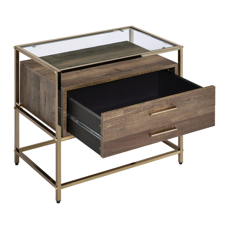 Table de chevet 1 tiroir avec plateau en verre Efthymia