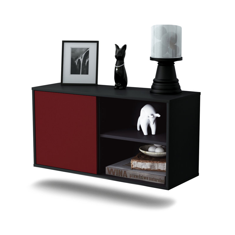 Hardwicke Unfinished Floating TV Stand, Red