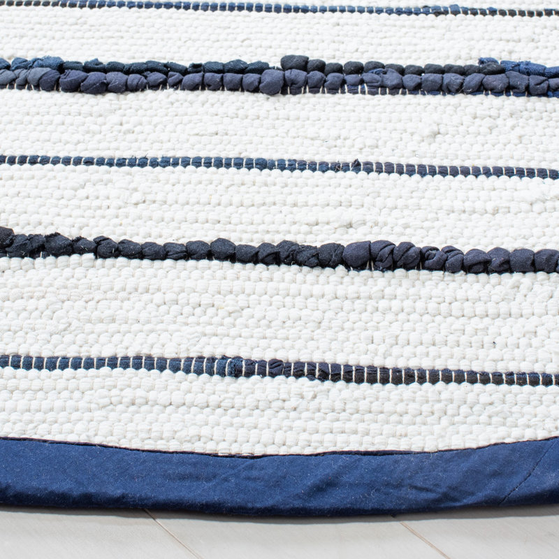 Montauk Hand Woven Performance Striped Rug, Round 6'