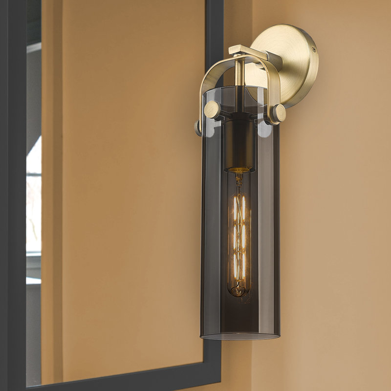 Applique murale 1 lumière 4 po Erie, Laiton brossé, Plaqué couleur fumée