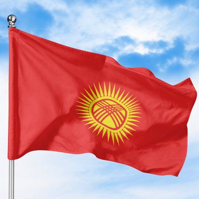 Drapeau extérieur du Kirghizistan (5 x 8 pi) par - Durable, polyester résistant à la décoloration, à double couture, œillets en laiton - Drapeau d'Asie centrale imprimé en HD - Fabriqué aux États-Unis