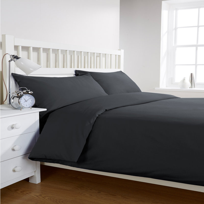Ensemble de housse de couette 3 pièces Lasalle, Gris, Housse de couette pour lit double + deux taies dé