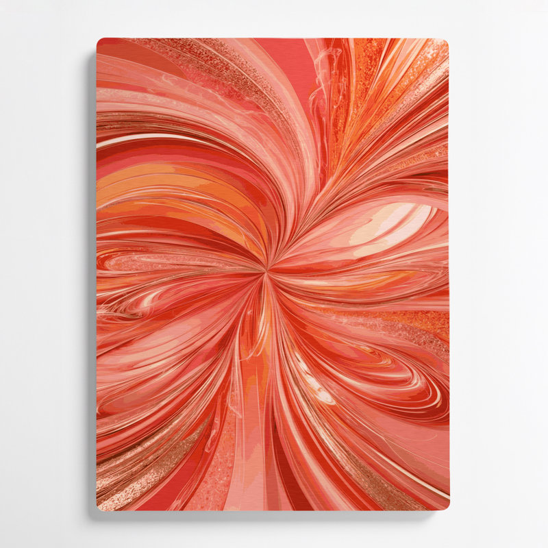 Digital Abstraction 15 Orange Metal Wall Art, 14" H x 11" W
