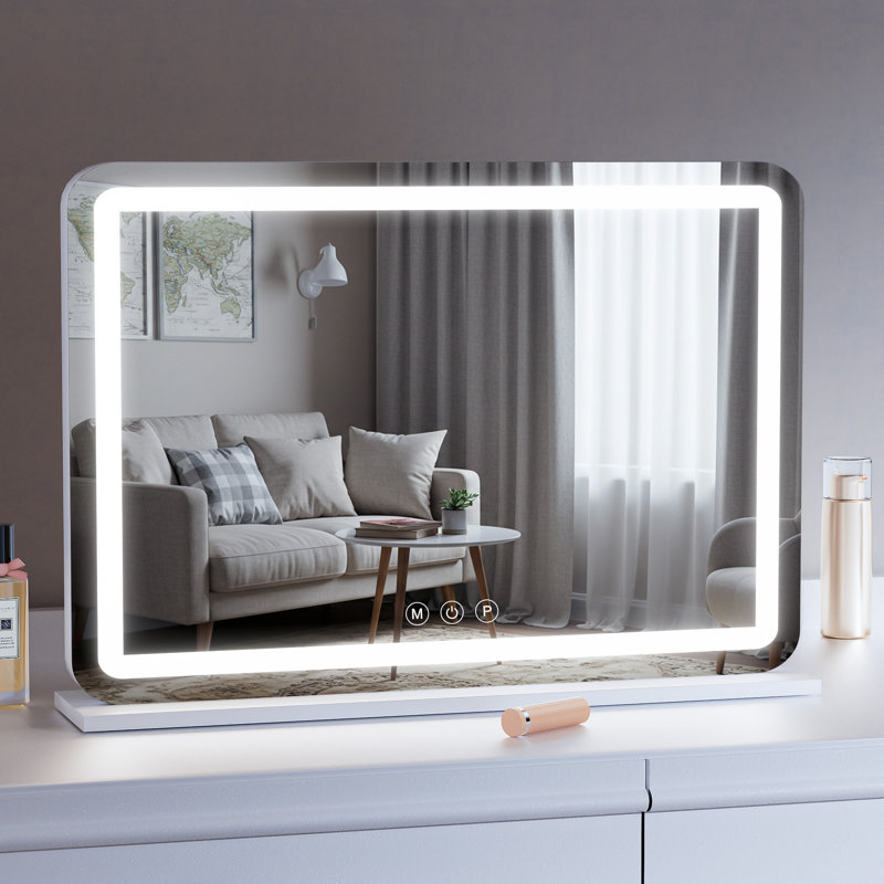 Miroir rectangulaire à DEL, contrôle de la température en continu 3 couleurs et intensité variable , Blanc