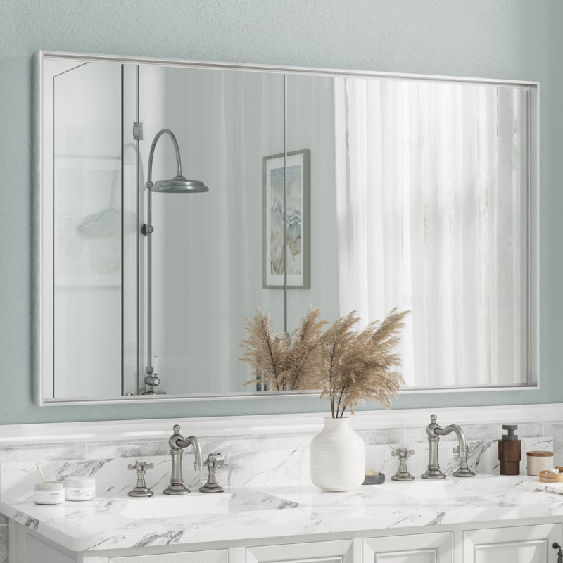Miroir mural Aevar, 60 po x 36 po, Argent brossé