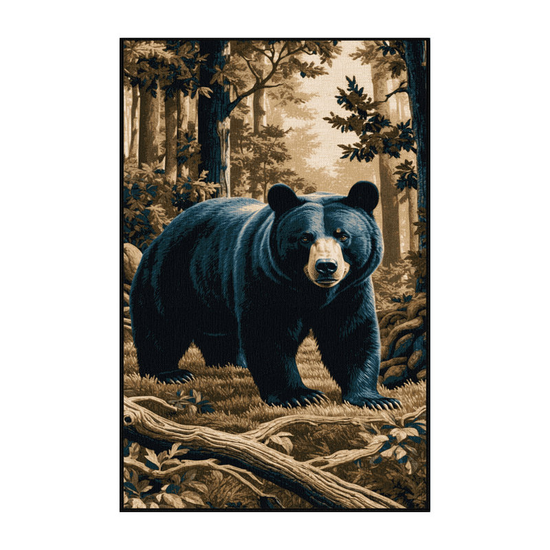 Tapis lavable avec ours noir asiatique, Rectangulaire 3 pi x 5 pi