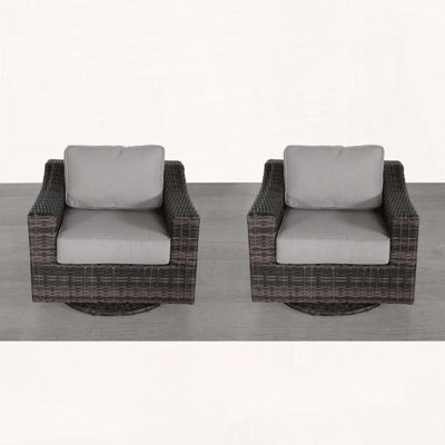 Set of 2 Fully Assembled Swivel Patio Chairs with 5" Thick Olefin Cushions