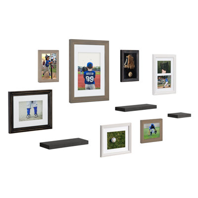 Helf Wood Beveled Picture Frame - Set of 10 with Mat