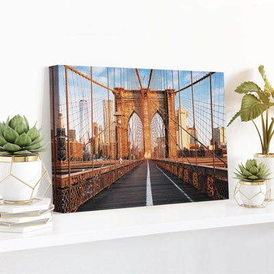 New York Brooklyn Bridge - No Frame Print on Canvas