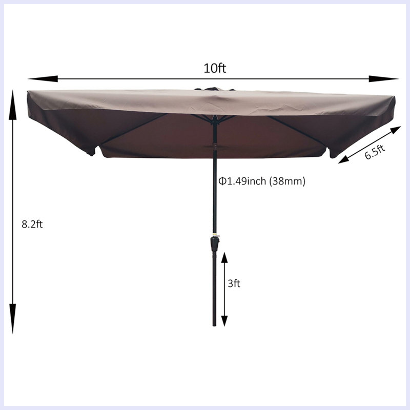 Parasol de patio 10 pi 6,5 pi, Chocolat