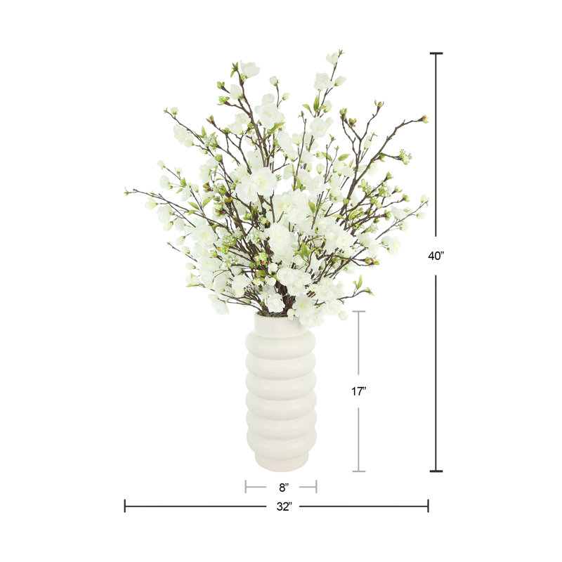 Organic Modern Cherry Blossom Arrangement, 45" H x 27" W x 27" D