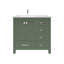 Anvay 36 in. Single Sink Freestanding Bath Vanity in Forest Green with Carrara Quartz Top-895541825-854504655
