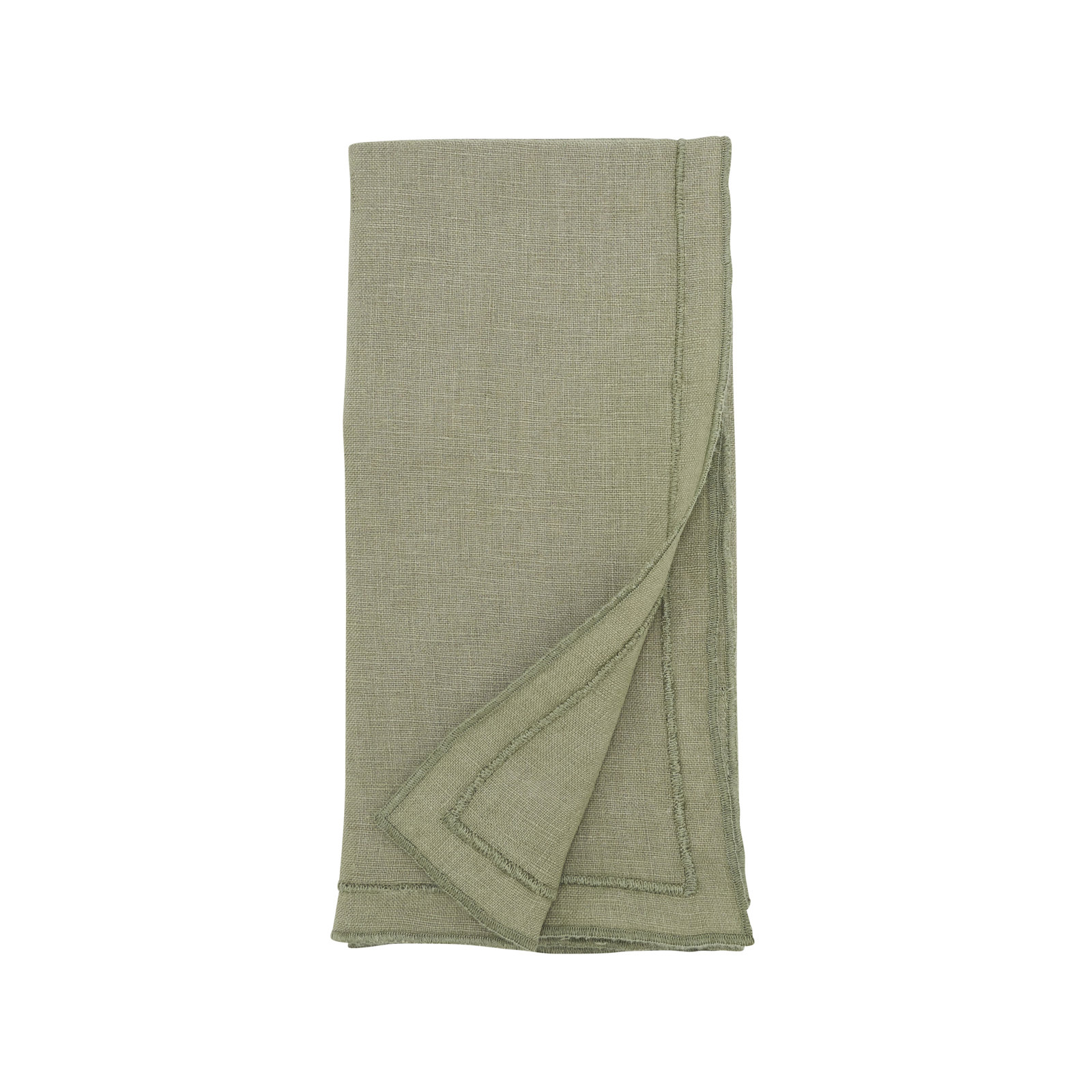 Stonewashed Overlock Edge Napkin (Set of 4), Olive Green