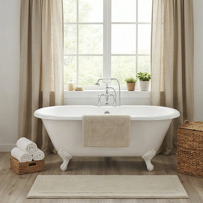 Tapis pour salle de bain réversible 21 po x 34 po 100% coton, 3000 g / m², couleur naturelle