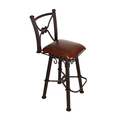 Tabouret de bar en fer avec dossier Kolbee (motif classique)