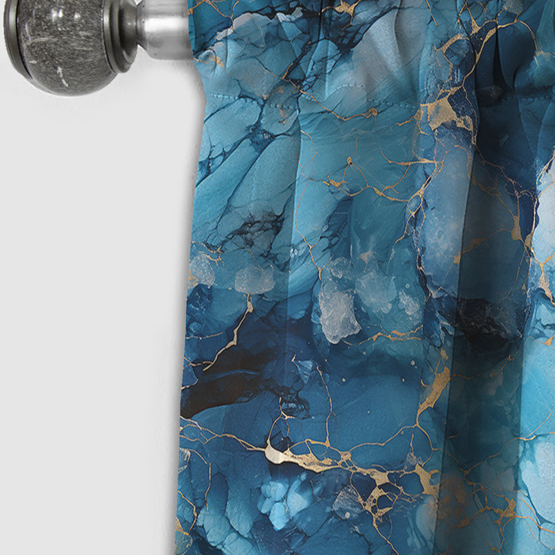 Rideau occultant en marbre Coastal Blue Elegant Marble Shore I - 1 panneau, L 52 po x L 84 po