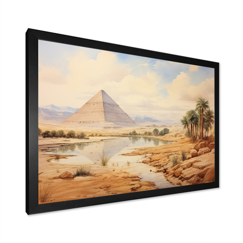 Ancienne pyramide égyptienne, art mural, Cadre d'angle fermé noir, H 12 po x l 20 po x P 1 po