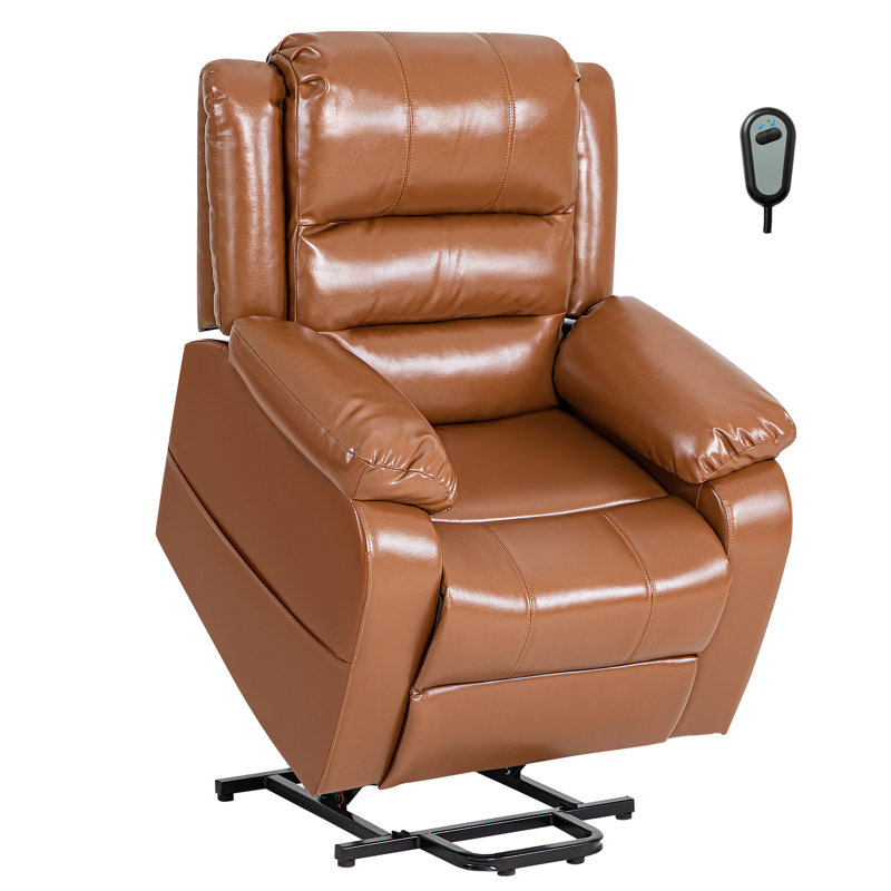 Fauteuil inclinable relevable en similicuir, Similicuir brun