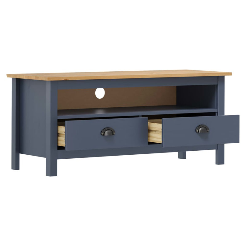 Latique Solid Wood TV Stand, Gray/Honey Brown