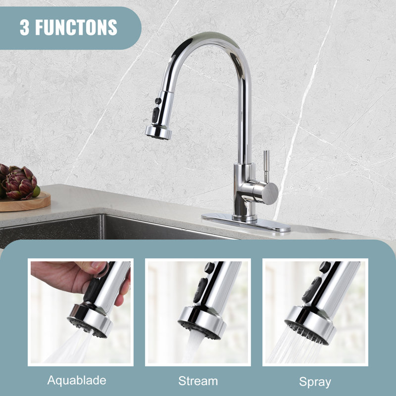 3 Function Kitchen Faucets Head Replacement With 9-Adapters, Chrome