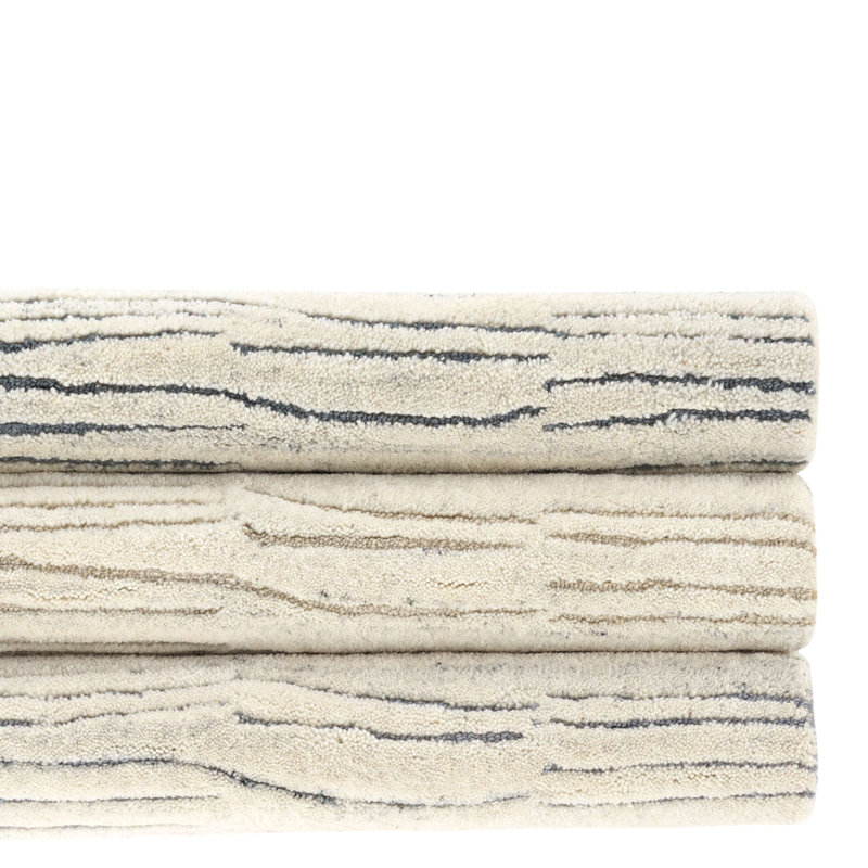 Avery Oatmeal Hand Tufted Wool Rug, Rectangle 5' x 8'