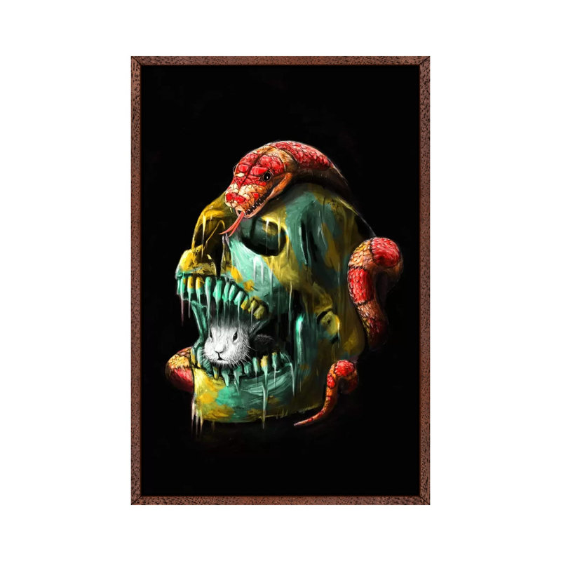 Fear And Desire by Nicebleed - Print on Canvas, 101.6cm H x 66.04cm W x 3.81cm D, Classic Brown Wood Framed