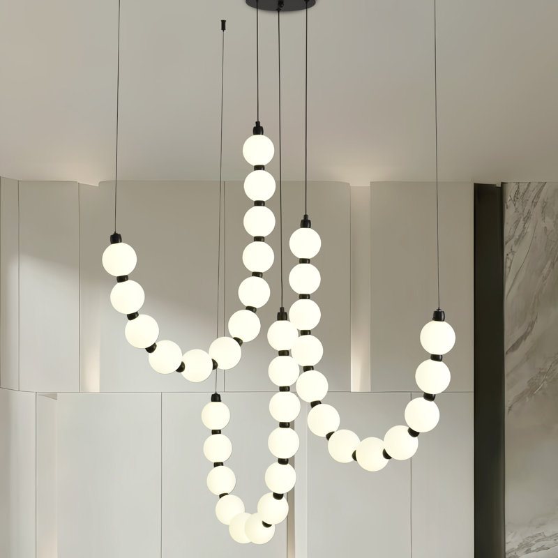 Luminaire suspendu moderne en forme de globe avec lustre à bulles, lustre à DEL 36 lumières en acrylique noir à intensité variable avec télécommande pour hauts plafonds, vestibule, salon, salle à manger, escalier, escalier