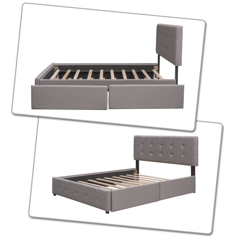 Thurstone Upholstered Platform Storage Bed, Light Gray