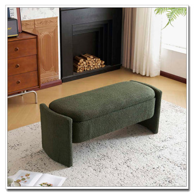 Boucle Upholstered Storage Bench
