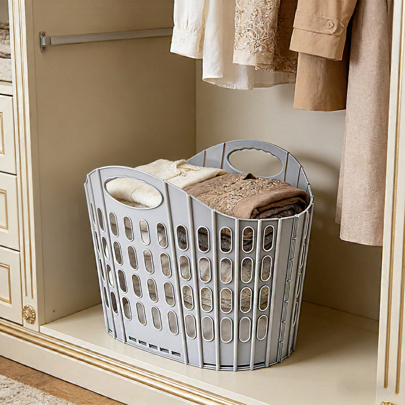 Panier de rangement pliable en plastique polyvalent, organisateur de buanderie et de collations, conception peu encombrante
