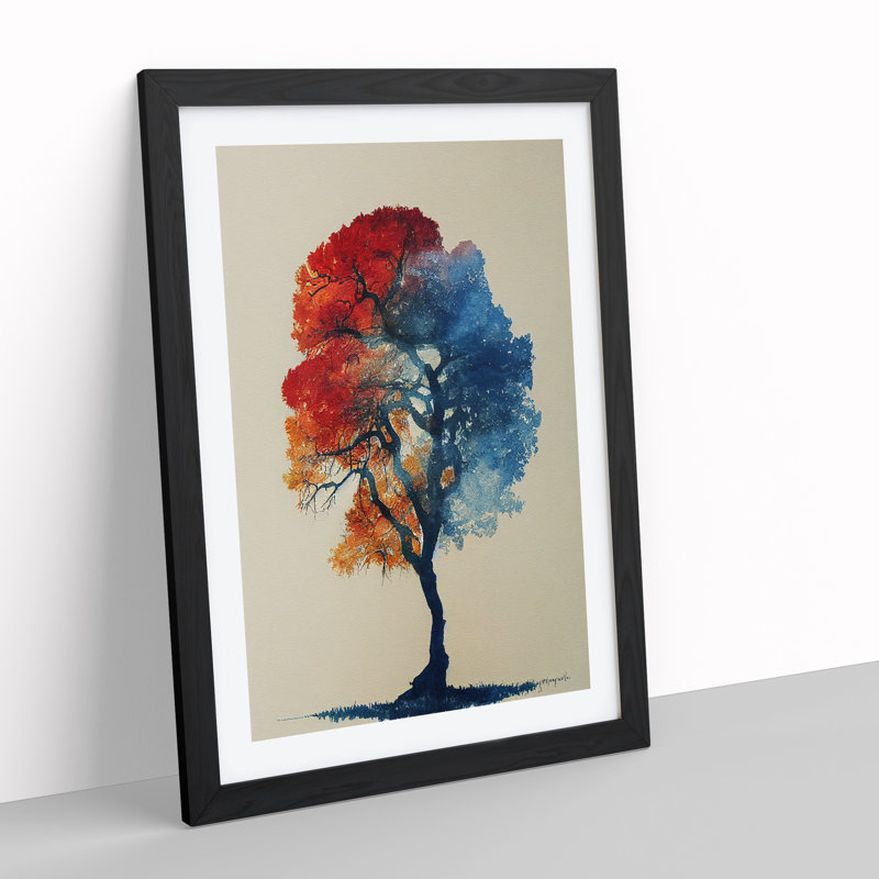 Tree No.5 - Single Picture Frame Painting, 64cm H x 46cm W x 2cm D, Black