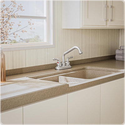 Brushed Nickel 4 Inch Utility Sink/Laundry Faucet, 2 Or 3 Hole Centerest Rotatable Swivel 360° Spout With Garden Hose Threaded End, With Water Supply Line