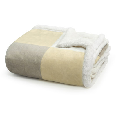 Americanflat - Fleece And Sherpa Throw Blanket - Oversize Plaid - 50X60 Inch - White
