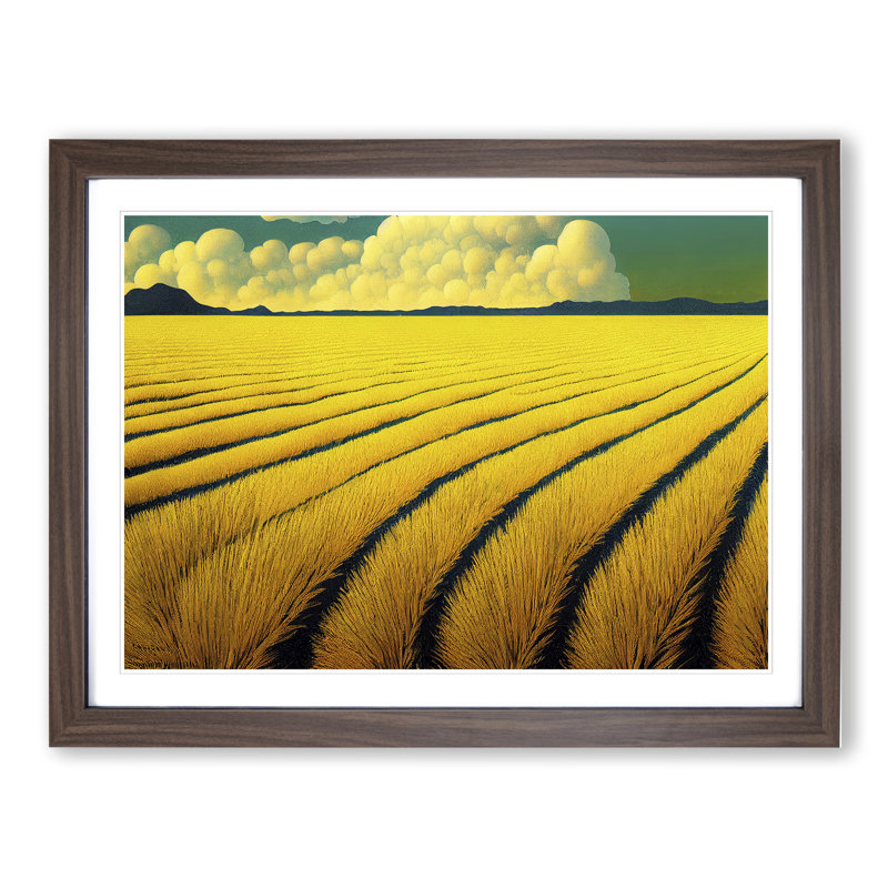 Exciting Wheat Field 1 Piece Single Picture Frame Wall Art, 46cm H x 64cm W x 2cm D, Walnut Framed