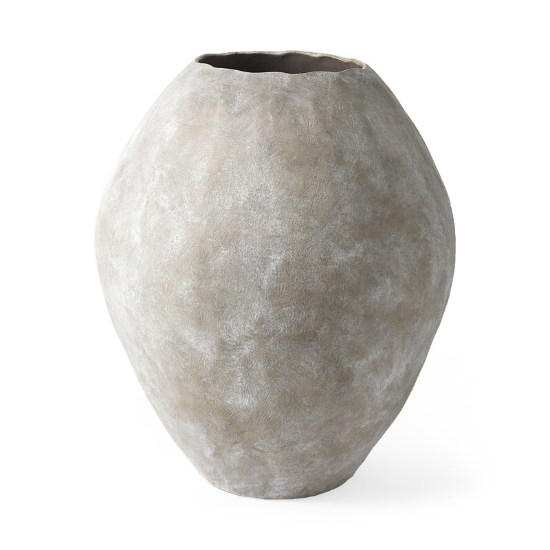 Vase de plancher en céramique Aisling, Brun clair, H 27,6 po x l 23,4 po x P 23,4 po