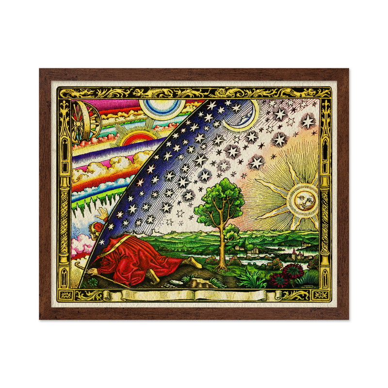 Flammarion gravant une carte de la terre, Affiche, H 08 po x l 10 po, Encadrement brun